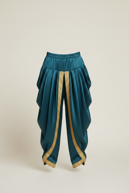 Pantalon À Pince Vert Satiné Ample Doré Enfant - vue 3