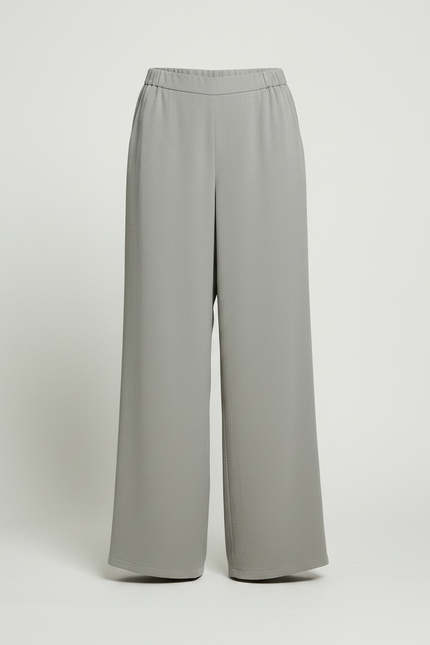 Pantalon À Pince Gris Plissé Fluide Ample Femme - Viscose - vue 3