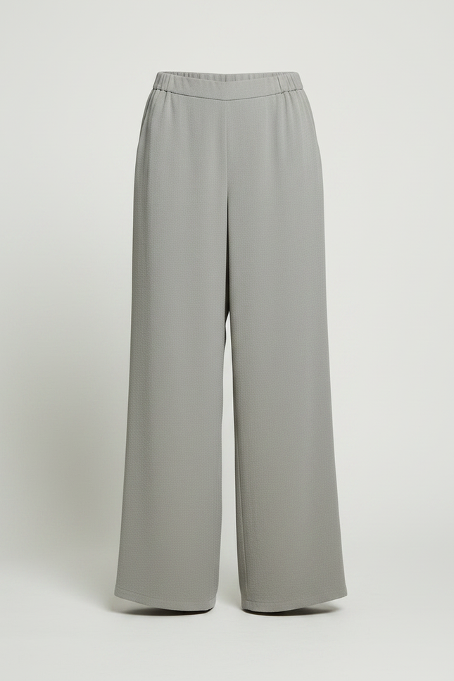 Pantalon À Pince Gris Plissé Fluide Ample Femme - Viscose - vue 3