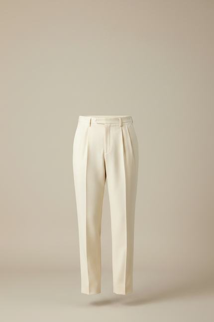 Pantalon Droit À Pince - Beige Gabardine - vue 3