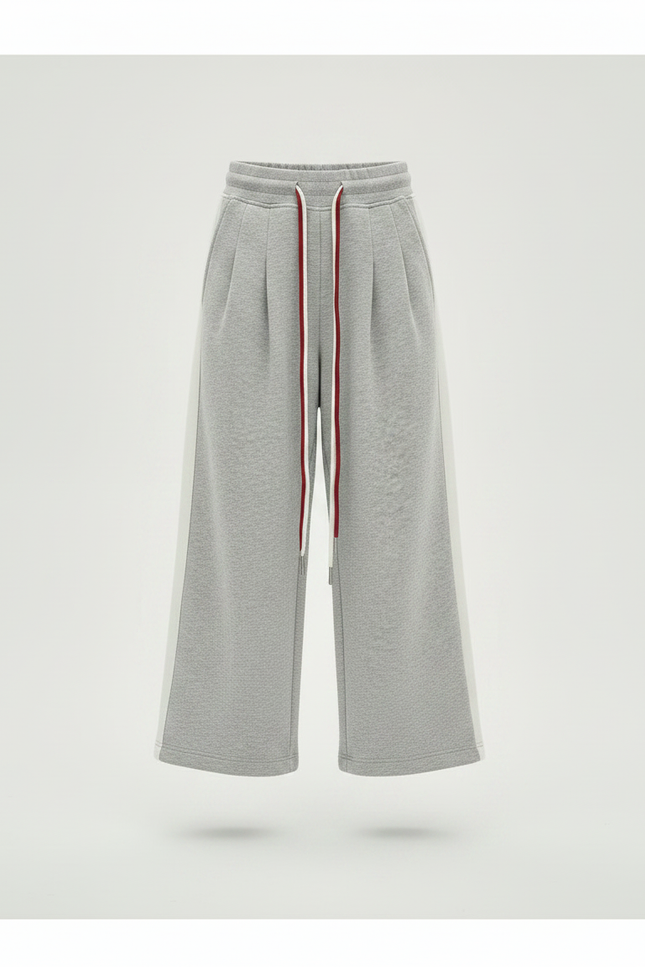 Pantalon À Pince Gris Ample Décontracté Fluide Rayé - Molleton - vue 3