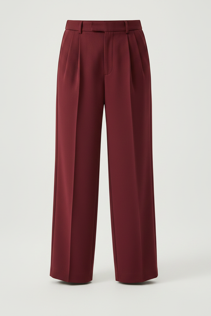 Pantalon À Pince Bordeaux Plissé Ample Décontracté Enfant - Gabardine - vue 3