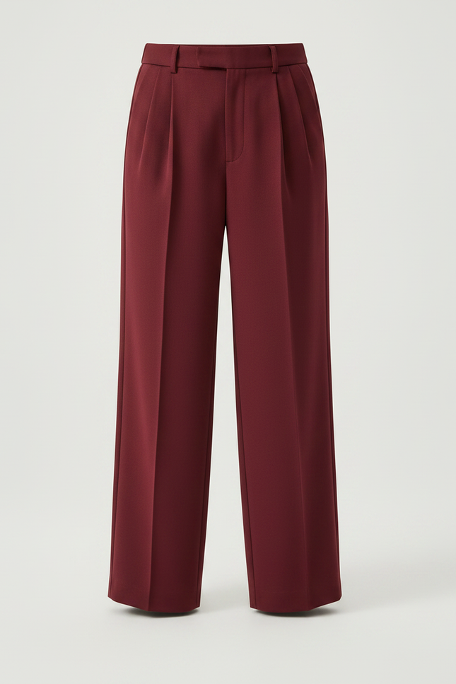 Pantalon À Pince Bordeaux Plissé Ample Décontracté Enfant - Gabardine - vue 3