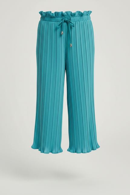 Pantalon À Pince Plissé Turquoise Fluide Décontracté Fille - Vert Polyester - vue 3