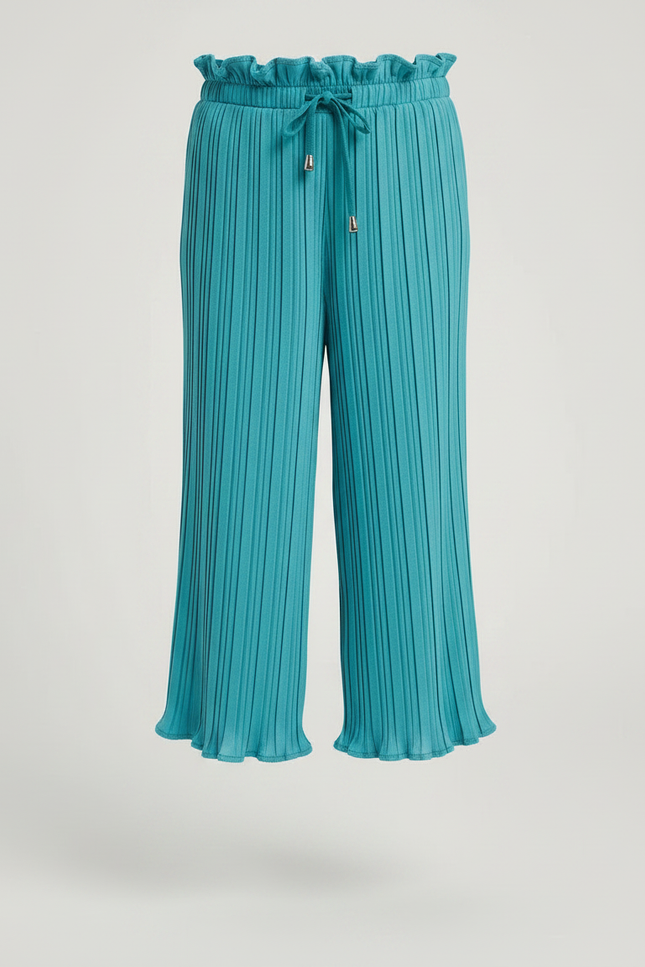 Pantalon À Pince Plissé Turquoise Fluide Décontracté Fille - Vert Polyester - vue 3