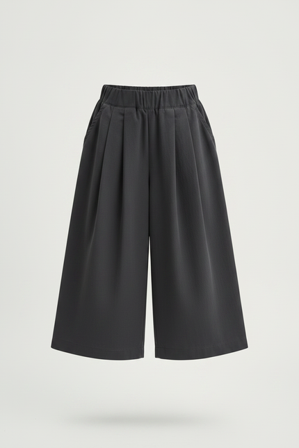 Pantalon À Pince Gris Plissé Ample Fille Décontracté - Gabardine - vue 3