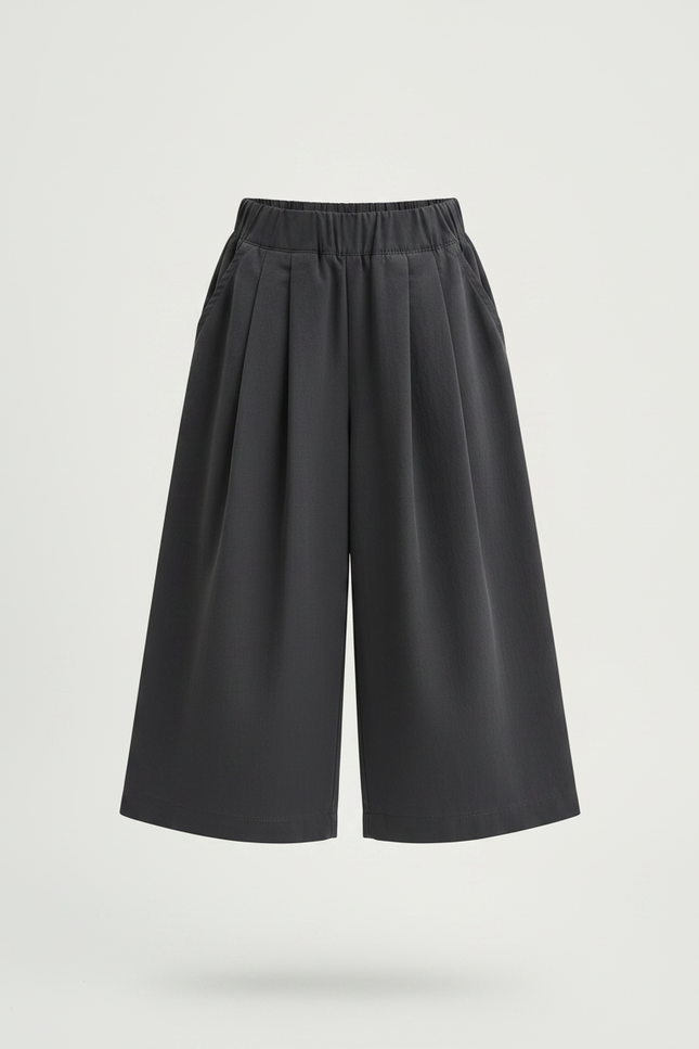 Pantalon À Pince Gris Plissé Ample Fille Décontracté - Gabardine - vue 3