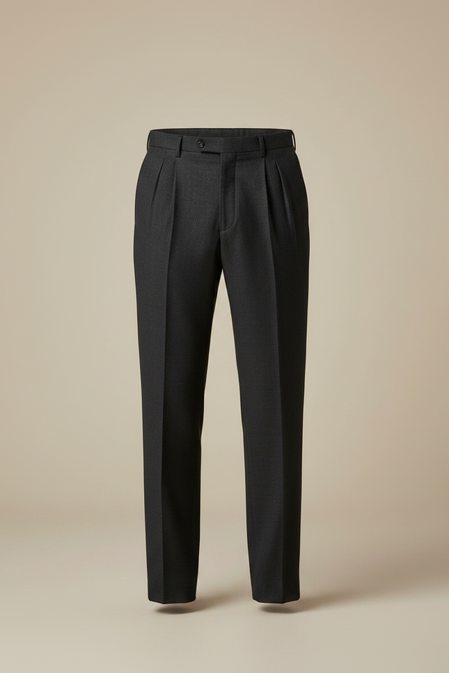 Pantalon Gris À Pince - Laine - vue 3