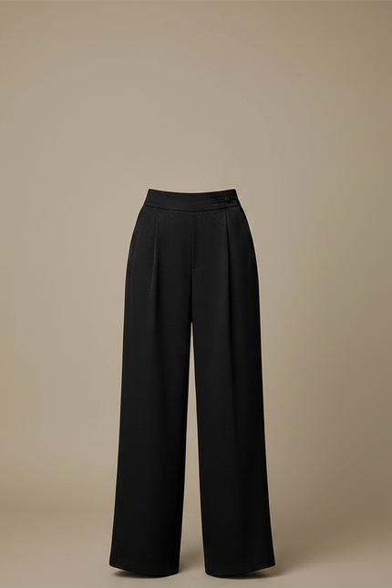 Pantalon À Pince Noir Fluide Ample Élégant - Viscose - vue 3