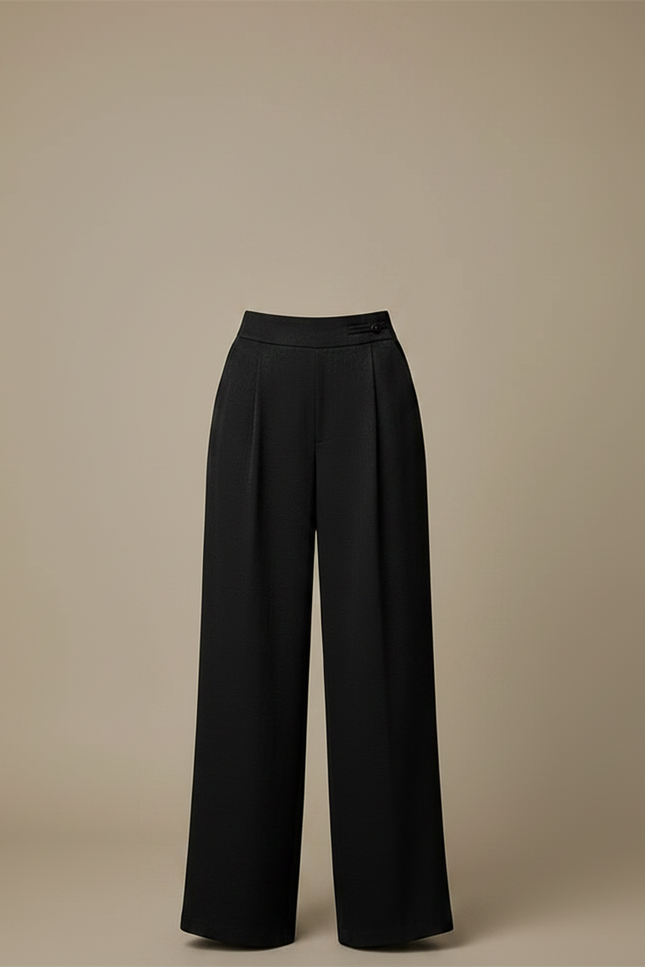 Pantalon À Pince Noir Fluide Ample Élégant - Viscose - vue 3