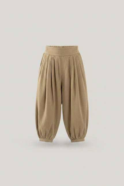 Pantalon À Pince Kaki Plissé Ample Coton Garçon - vue 3