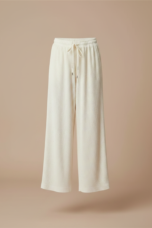 Pantalon À Pince Écru Plissé Ample Scintillant Enfant - Beige Maille - vue 3