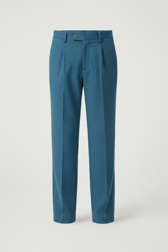 Pantalon À Pince Bleu Canard Plissé Garçon Élégant - Polyester - vue 3