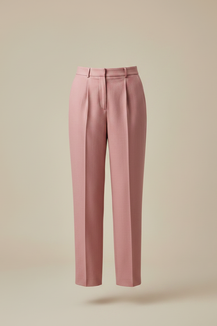 Pantalon À Pince Rose Plissé Droit Élégant Femme - Gabardine - vue 3