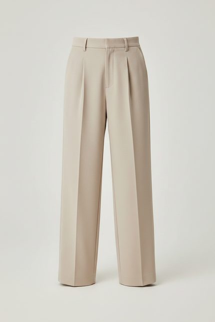 Pantalon À Pince Beige Plissé Droit Élégant Garçon - Gabardine - vue 3