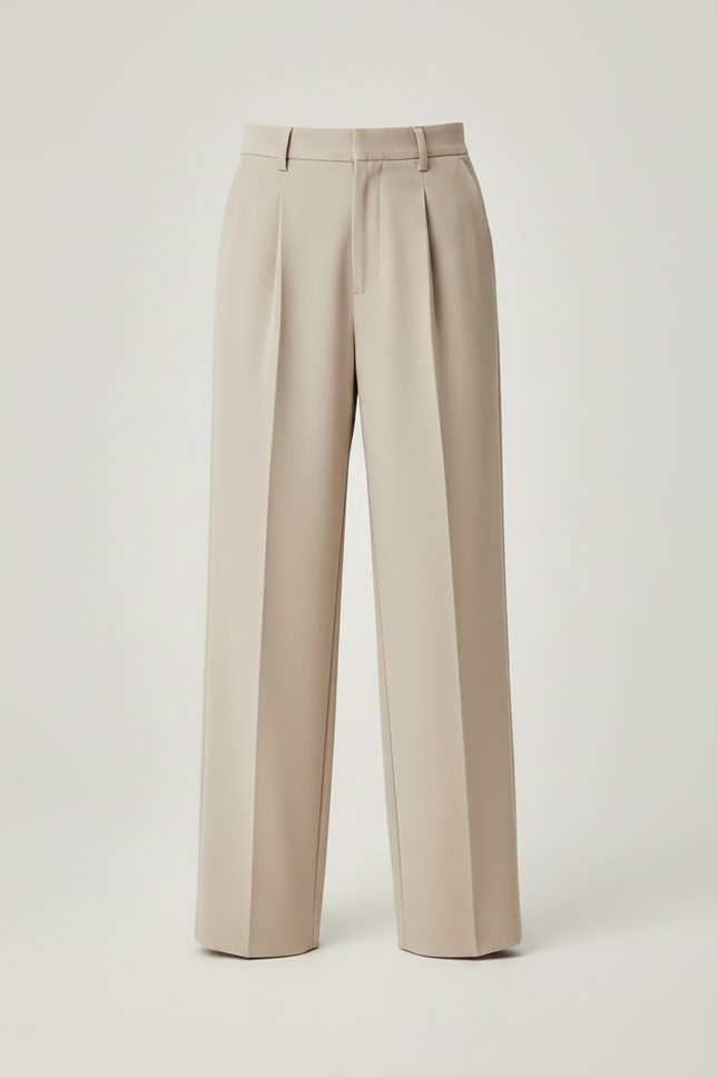 Pantalon À Pince Beige Plissé Droit Élégant Garçon - Gabardine - vue 3