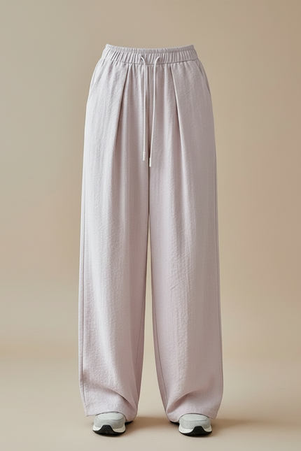 Pantalon À Pince Rose Plissé Fluide Décontracté Femme - Viscose - vue 3