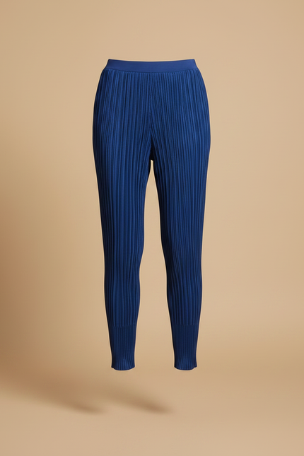 Pantalon À Pince Plissé Bleu Élastique Confortable Moderne - Polyester - vue 3