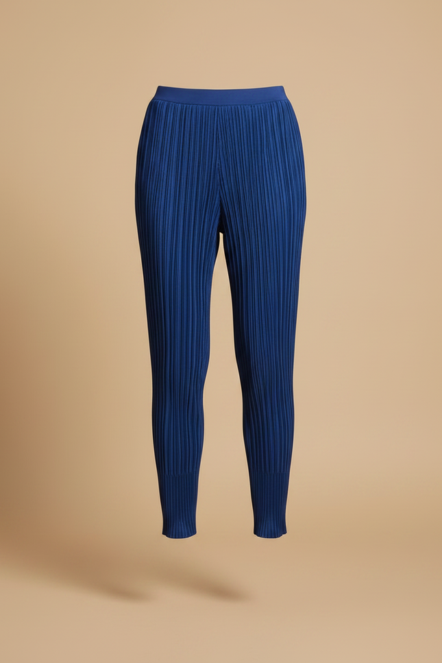 Pantalon À Pince Plissé Bleu Élastique Confortable Moderne - Polyester - vue 3