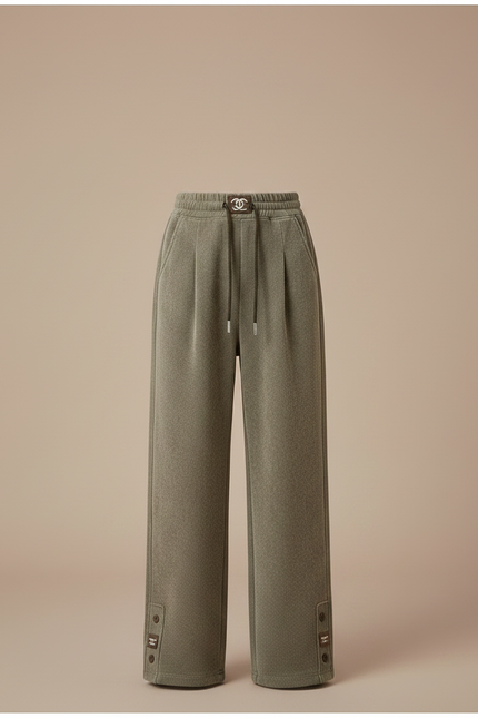 Pantalon À Pince Kaki Plissé Ample Enfant Boutons - Molleton - vue 3