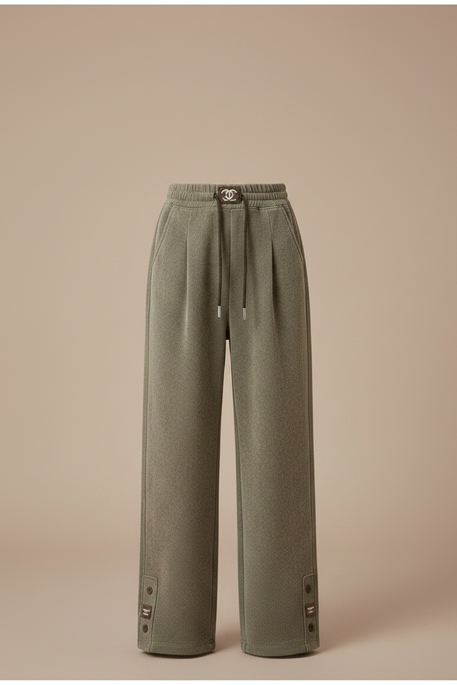 Pantalon À Pince Kaki Plissé Ample Enfant Boutons - Molleton - vue 3