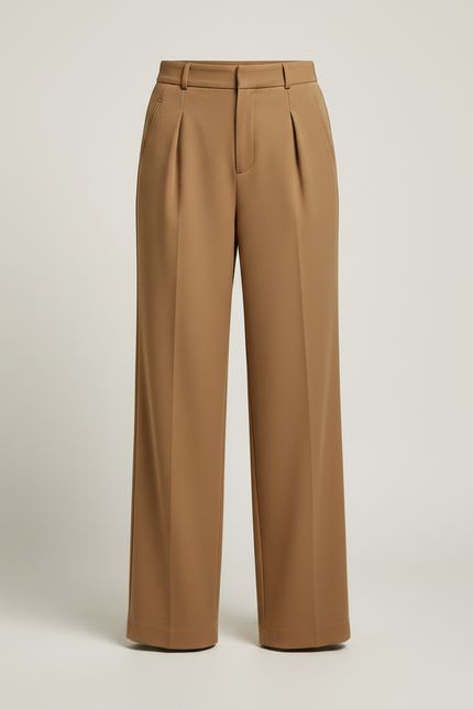 Pantalon À Pince Marron Chic Plissé Ample Femme - Polyester - vue 3