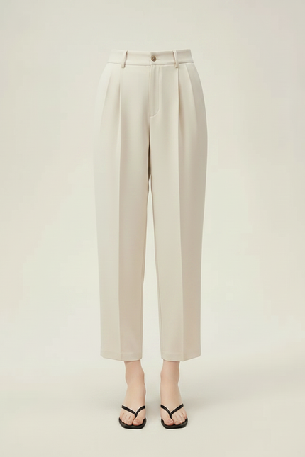 Pantalon À Pince Beige Plissé Tapered Décontracté Femme - Polyester - vue 3