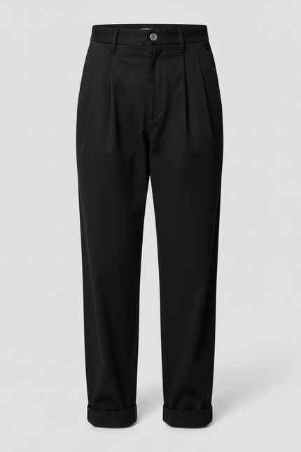 Pantalon À Pince Noir Ample Coton Enfant - Gabardine - vue 3