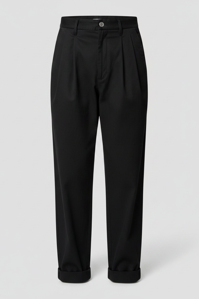 Pantalon À Pince Noir Ample Coton Enfant - Gabardine - vue 3