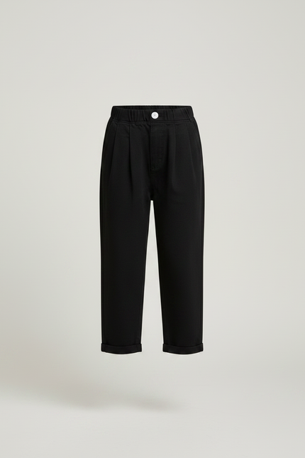 Pantalon À Pince Noir Coton Ample Décontracté Enfant - vue 3