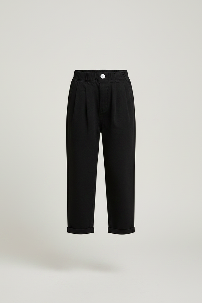 Pantalon À Pince Noir Coton Ample Décontracté Enfant - vue 3