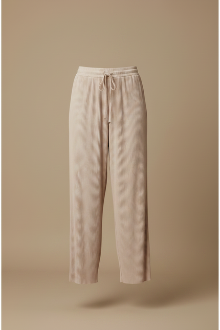 Pantalon À Pince Plissé Fluide Beige Confortable Décontracté Femme - Polyester - vue 3