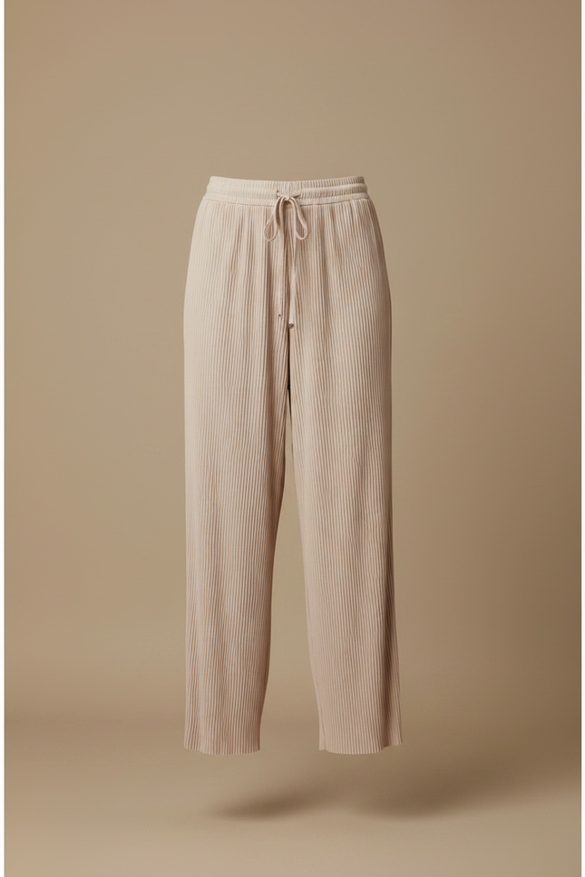 Pantalon À Pince Plissé Fluide Beige Confortable Décontracté Femme - Polyester - vue 3