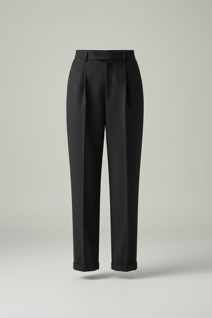 Pantalon À Pince Noir Droit Chaud Décontracté - Laine - vue 3