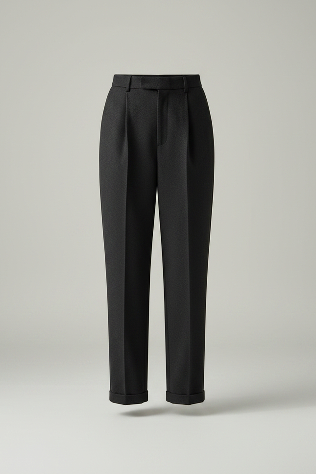 Pantalon À Pince Noir Droit Chaud Décontracté - Laine - vue 3