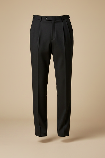 Pantalon À Pince Noir Plissé Taille Haute Homme - Gabardine - vue 3