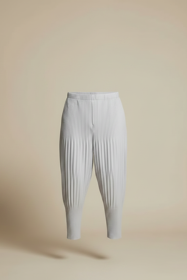 Pantalon À Pince Plissé Gris Décontracté Ample Homme - Polyester - vue 3