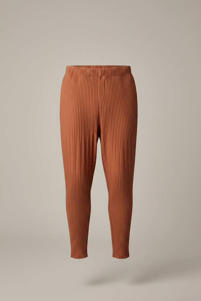 Pantalon À Pince Plissé Marron Décontracté Ample Homme - Polyester - vue 3