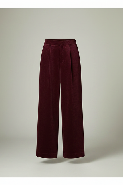Pantalon À Pince Bordeaux Côtelé Plissé Ample Femme - Cordé - vue 3