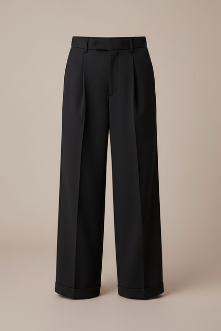 Pantalon À Pince Noir Ample Décontracté Enfant Garçon - Gabardine - vue 3