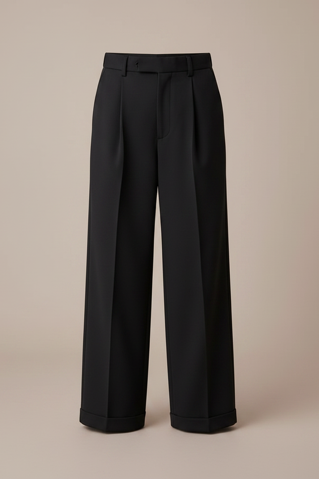 Pantalon À Pince Noir Ample Décontracté Enfant Garçon - Gabardine - vue 3