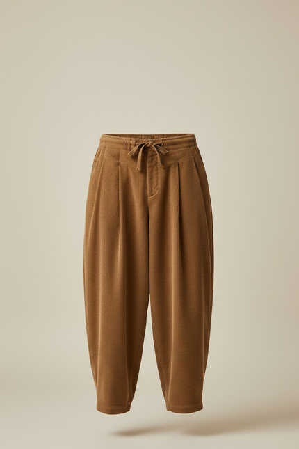 Pantalon À Pince Velours Côtelé Marron Harem Épais Homme - Cordé - vue 3