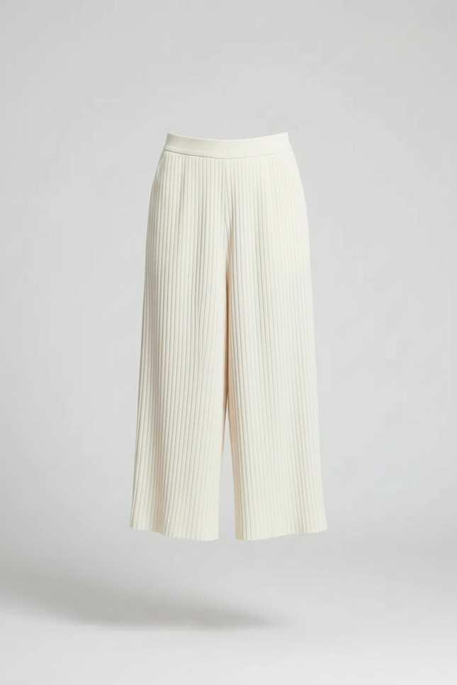 Pantalon À Pince Plissé Beige Fluide Élégant Femme - Polyester - vue 3