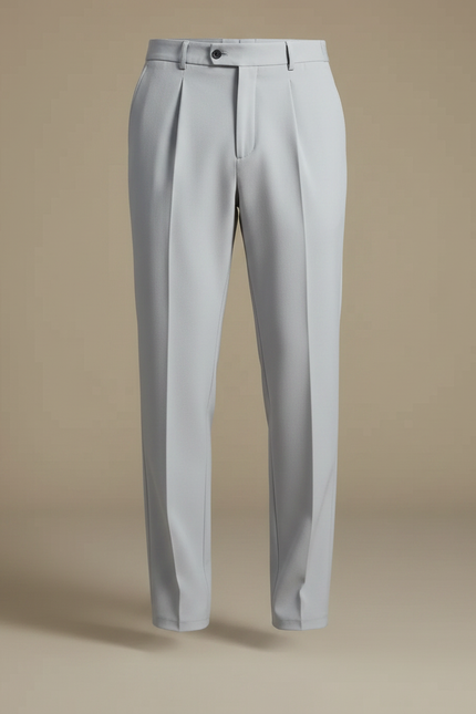 Pantalon À Pince Gris Clair, Plissé, Droit, Élégant - Gabardine - vue 3