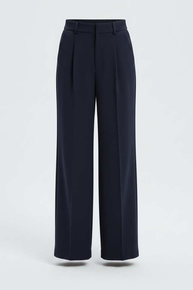 Pantalon À Pince Bleu Marine Ample Fluide Femme - Gabardine - vue 3