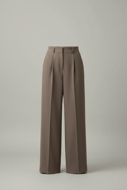 Pantalon À Pince Marron Ample Plissé Fluide Élégant - Polyester - vue 3