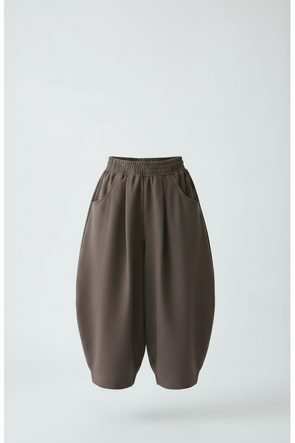 Pantalon À Pince Marron Ample Coton Décontracté Garçon - Molleton - vue 3