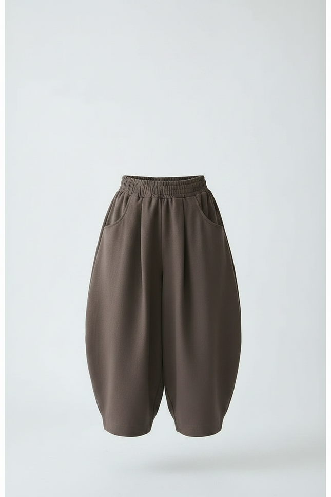 Pantalon À Pince Marron Ample Coton Décontracté Garçon - Molleton - vue 3