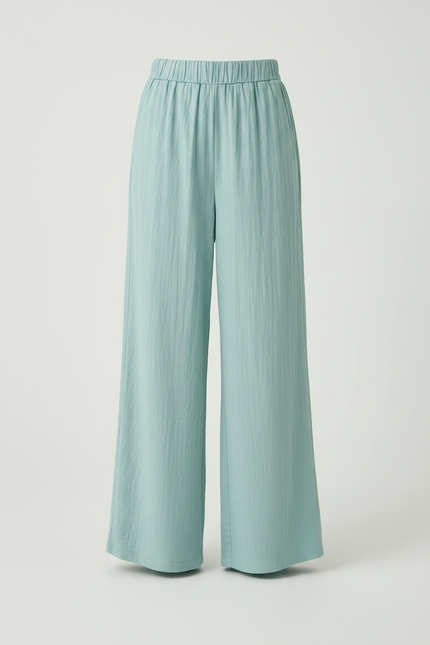 Pantalon À Pince Fluide Vert Menthe Ample Décontracté - Viscose - vue 3