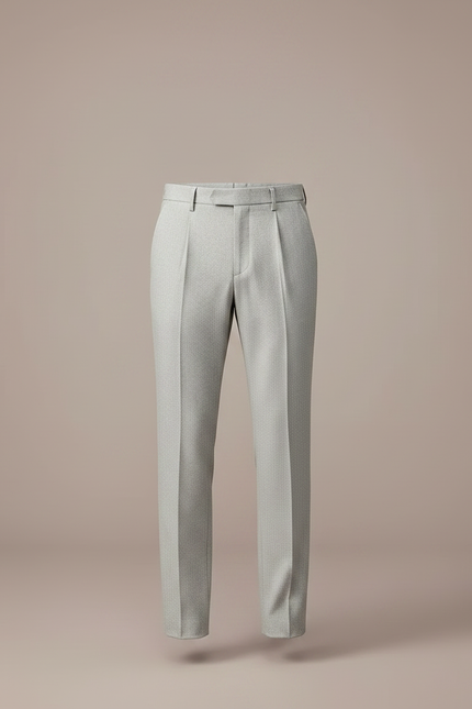 Pantalon À Pince Gris Clair Plissé Coupe Droite Élégant - Gabardine - vue 3